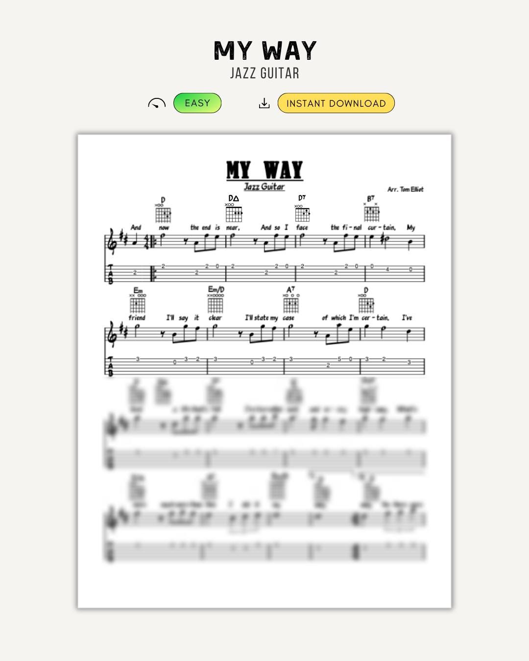 My Way Jazz Guitar Chords & Melody TAB – Frank Sinatra (PDF) - Etsy