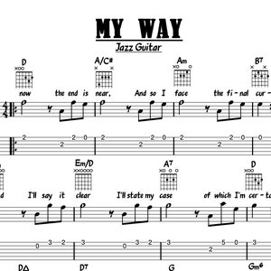 My Way Jazz Guitar Chords & Melody TAB – Frank Sinatra (PDF) - Etsy