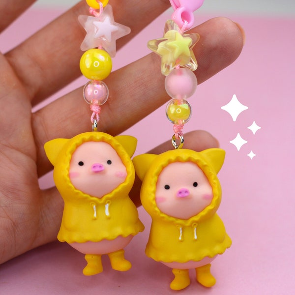 Cute Piggies Animal Phone Straps / Kawaii Handmade Charms / Aesthetic Accesories / Bag Charm / Gifts for Her / Chubby Animal Keychain