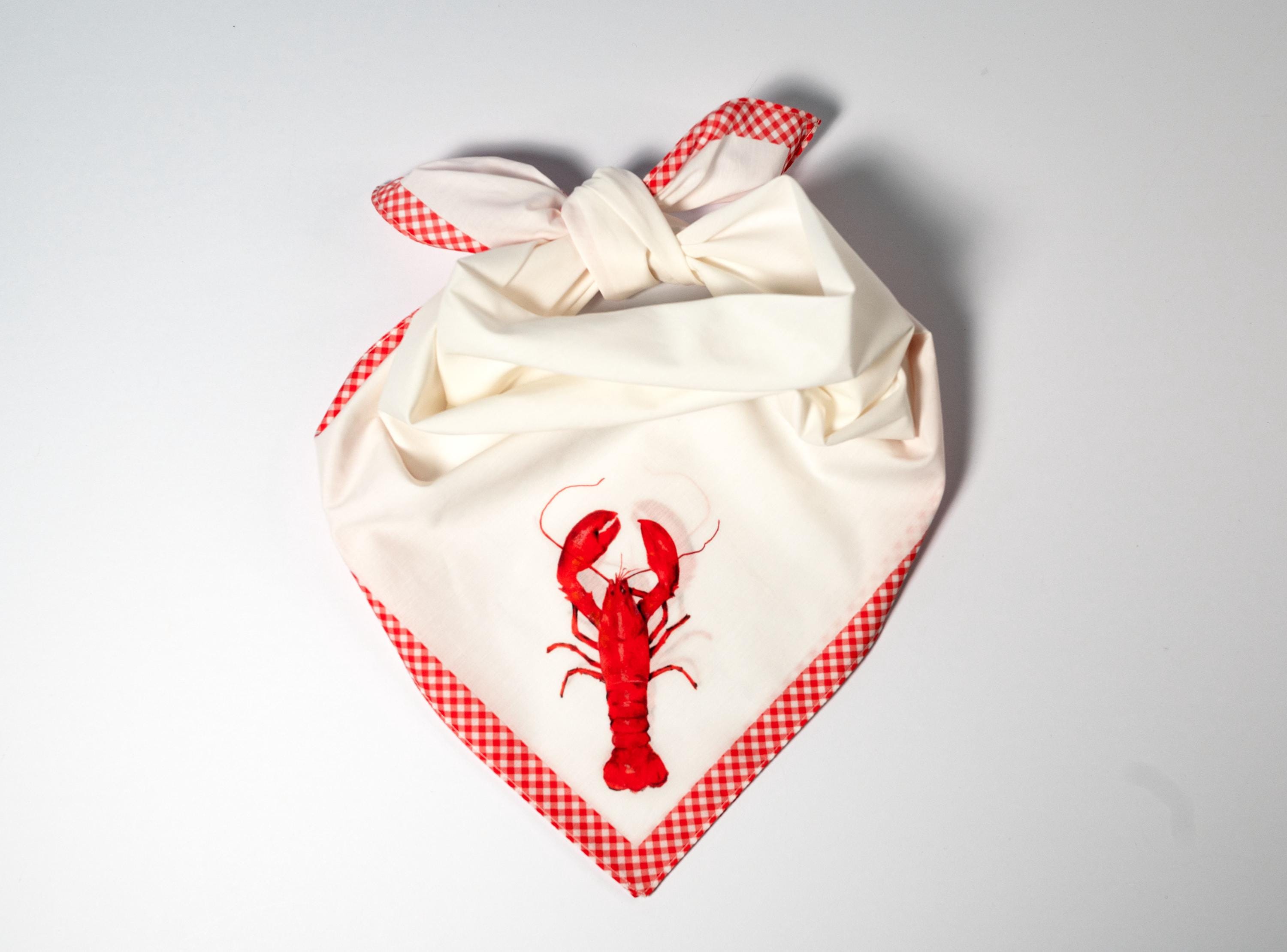 Lobster Print Bandana | Lobster Bib Cotton Scarf With Red 