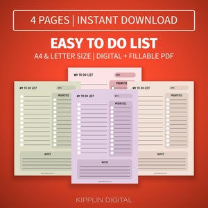 Easy To Do List Minimal Printable Planner Simple Productivity