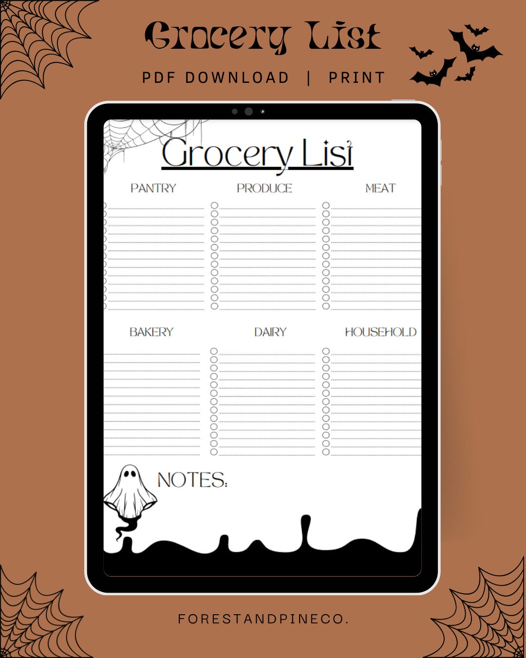 Halloween Grocery List PDF Download Printable Halloween - Etsy