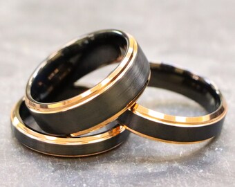 Tungsten Ring, Men's & Women's 6mm Wedding Band, Couples, Laser Engrave Anniversary Promise Ring, Matching Engagement Rings, Men Women Rings