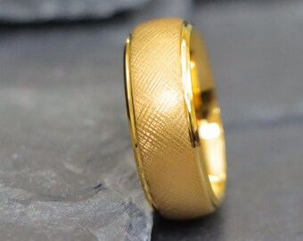 Tungsten Ring, Men's Engagement Band, Men's Promise Gold Wedding Ring, Florentine Men's Band, Men's Gold Ring, Gold Ion plated Wedding Rings