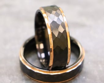 Men's Black Hammered Tungsten Wedding Band – Promise Ring