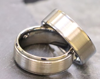 Tungsten Ring, Silver Wedding Band, Men Silver Ring, Silver Tungsten Ring, Guys Promise Ring, Male Engagement Ring, Husband Anniversary Gift