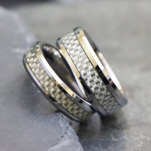 Men Carbon Fiber Ring, Tungsten Carbide Bands, Engagement Ring, Couple Promise Ring, 6mm Personalize Custom Engrave Tungsten Ring, Gift Ring