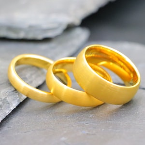 Men&#39;s Promise Ring, Yellow Gold Tungsten Wedding Band, 6mm Yellow Gold Band, Tungsten Carbide Ring for Him, Anniversary Yellow Gold Men Ring