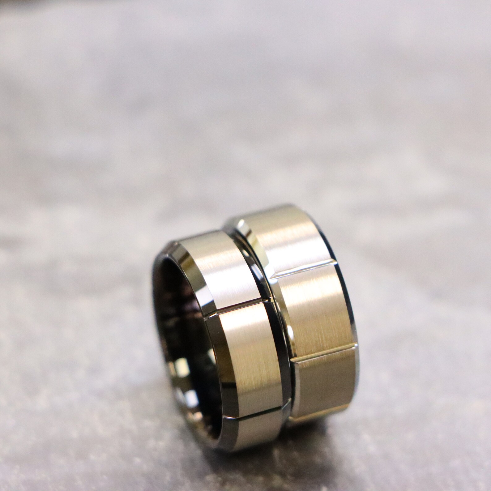 Multiple Vertical Grooves Brushed Center 8mm Rings, Wedding and ...