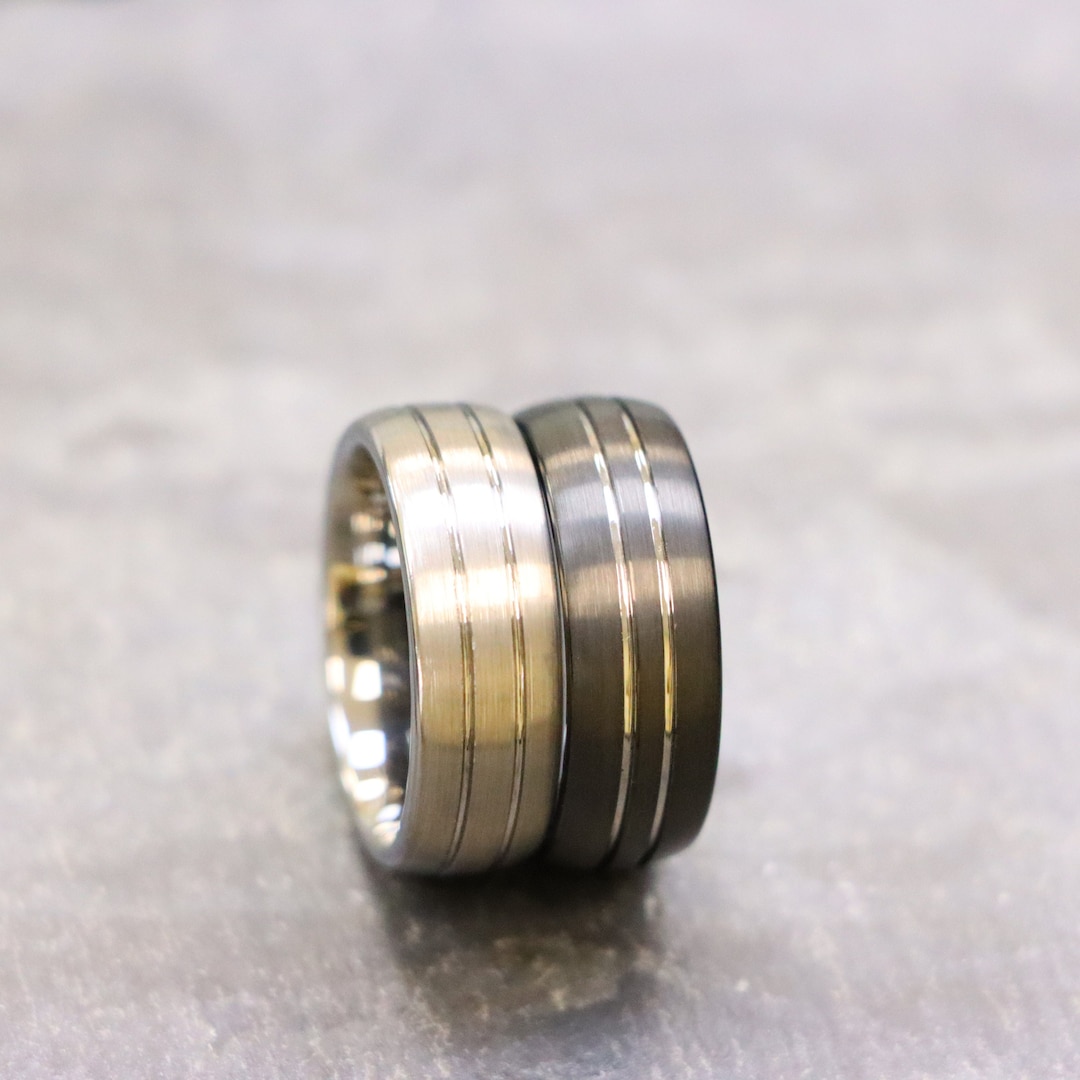 Promise Ring for Him, Black Groove Rings, Anniversary Gift, Boyfriend ...