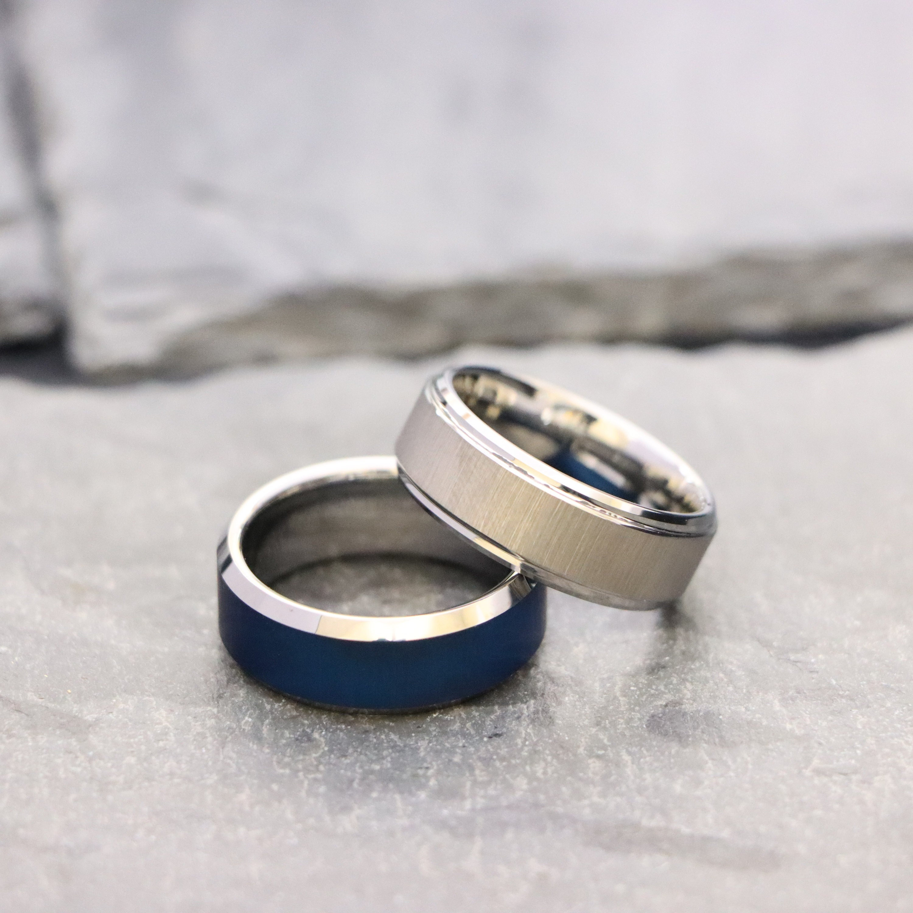 Inscool 4pcs Stainless Steel Fidget Rings For Men & Women - Gold, Silver, Blue, Black Spinning Band Set