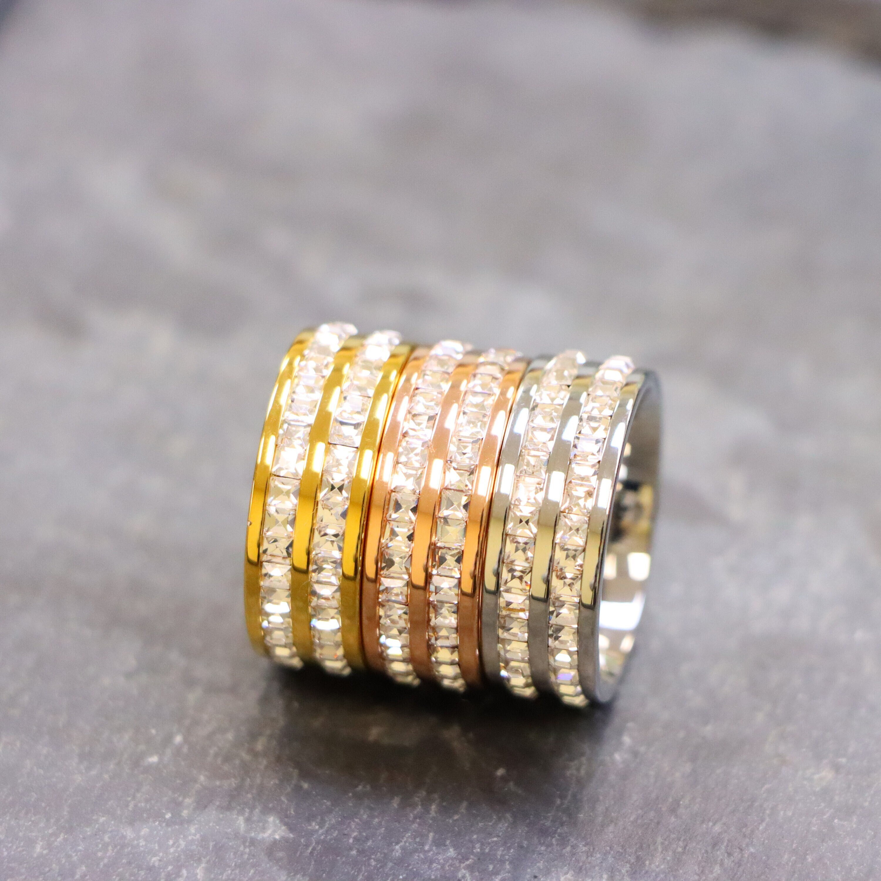 Yellow Gold Titanium Ring, Eternity Ring, 8mm Wedding Rings