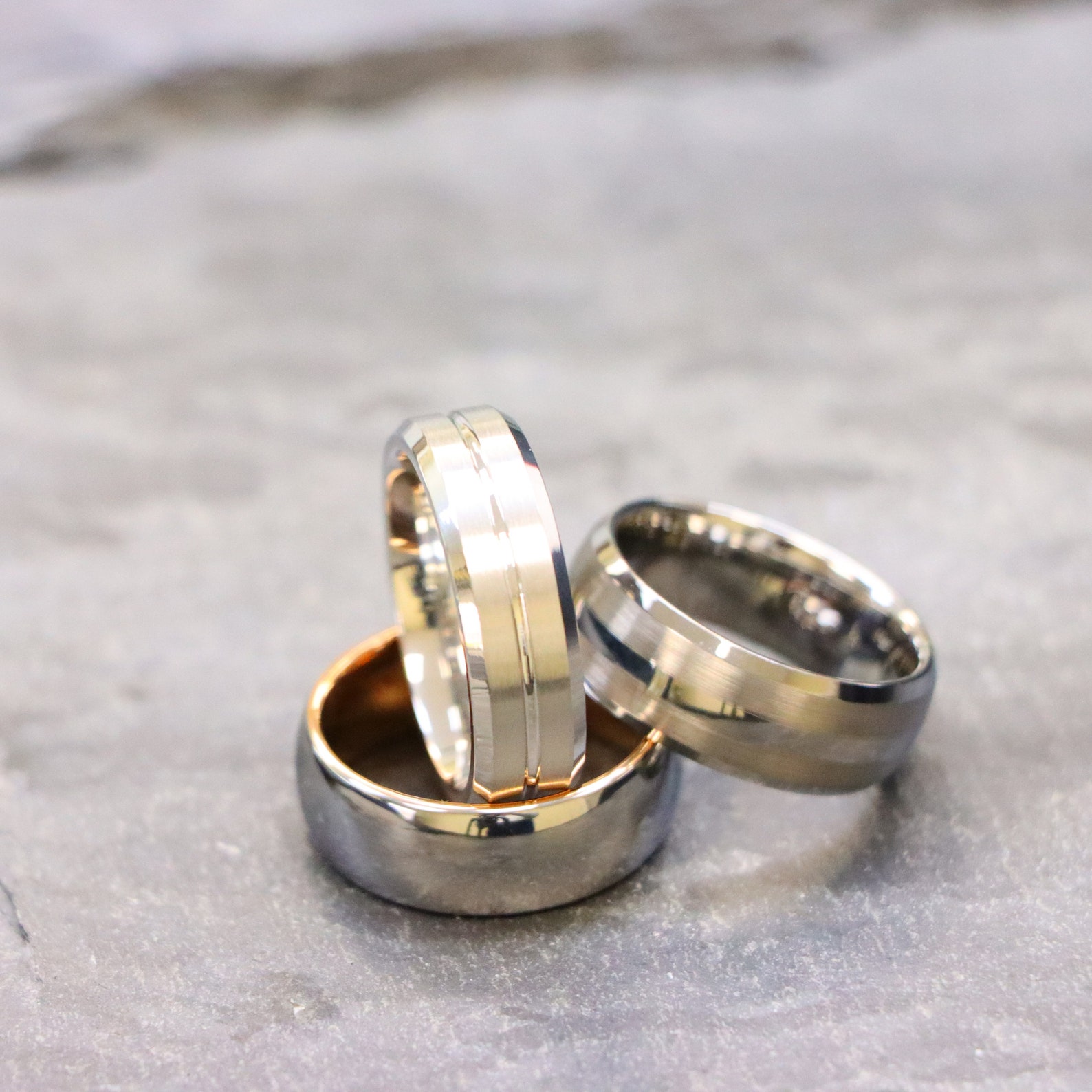Mens Wedding Ring, Engagement Ring for Man, Pure Titanium Ring, Rose ...