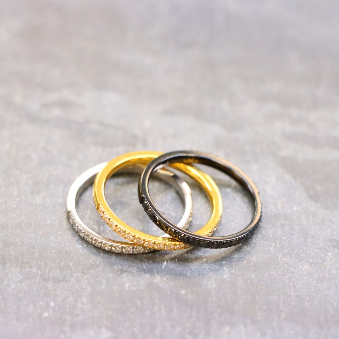2mm Wedding Band, Stackable Engagement Band, Gift for Girl Friend, CZ ...