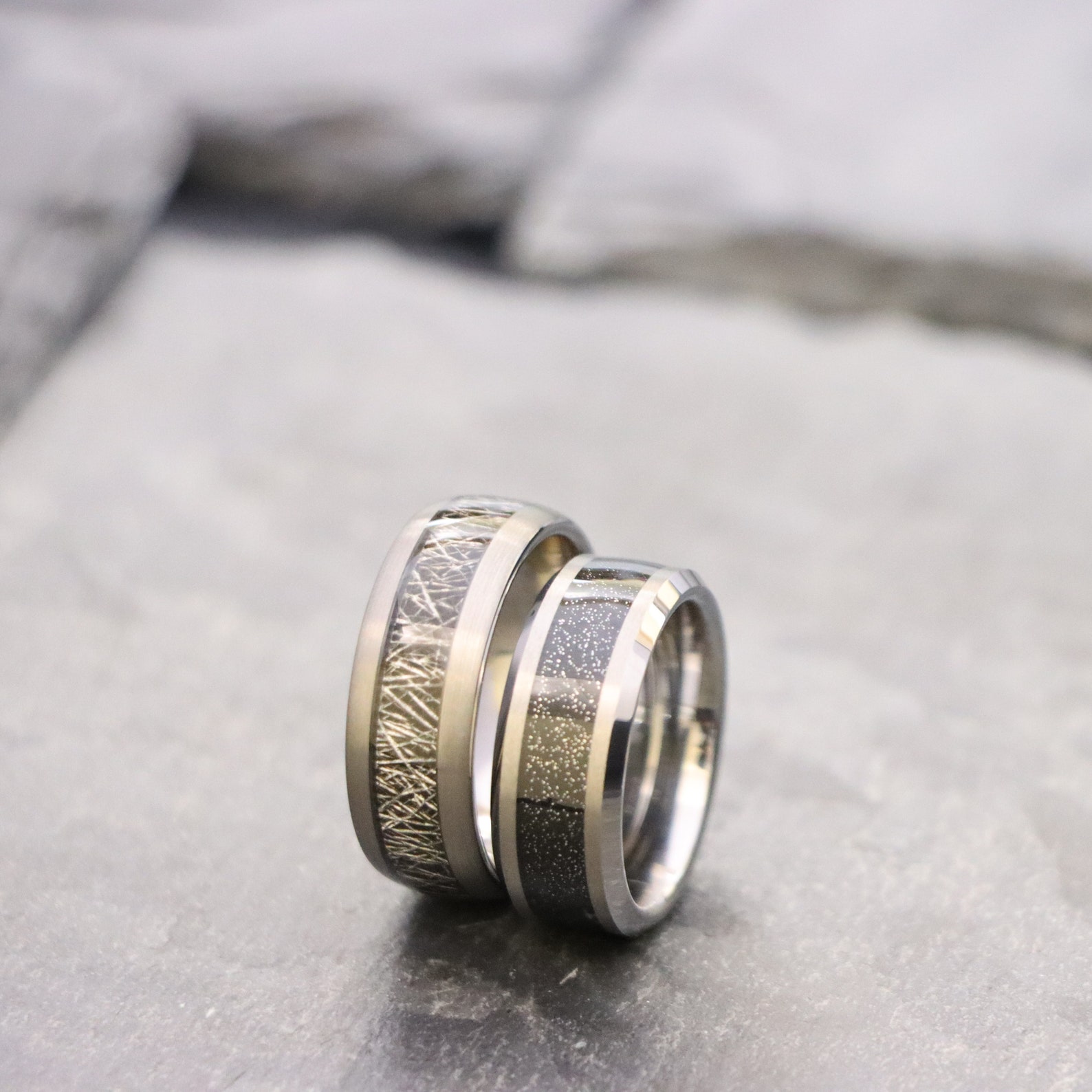 Unisex Tungsten Rings, Brushed Wedding Bands, 8mm Shiny Beveled Edge ...