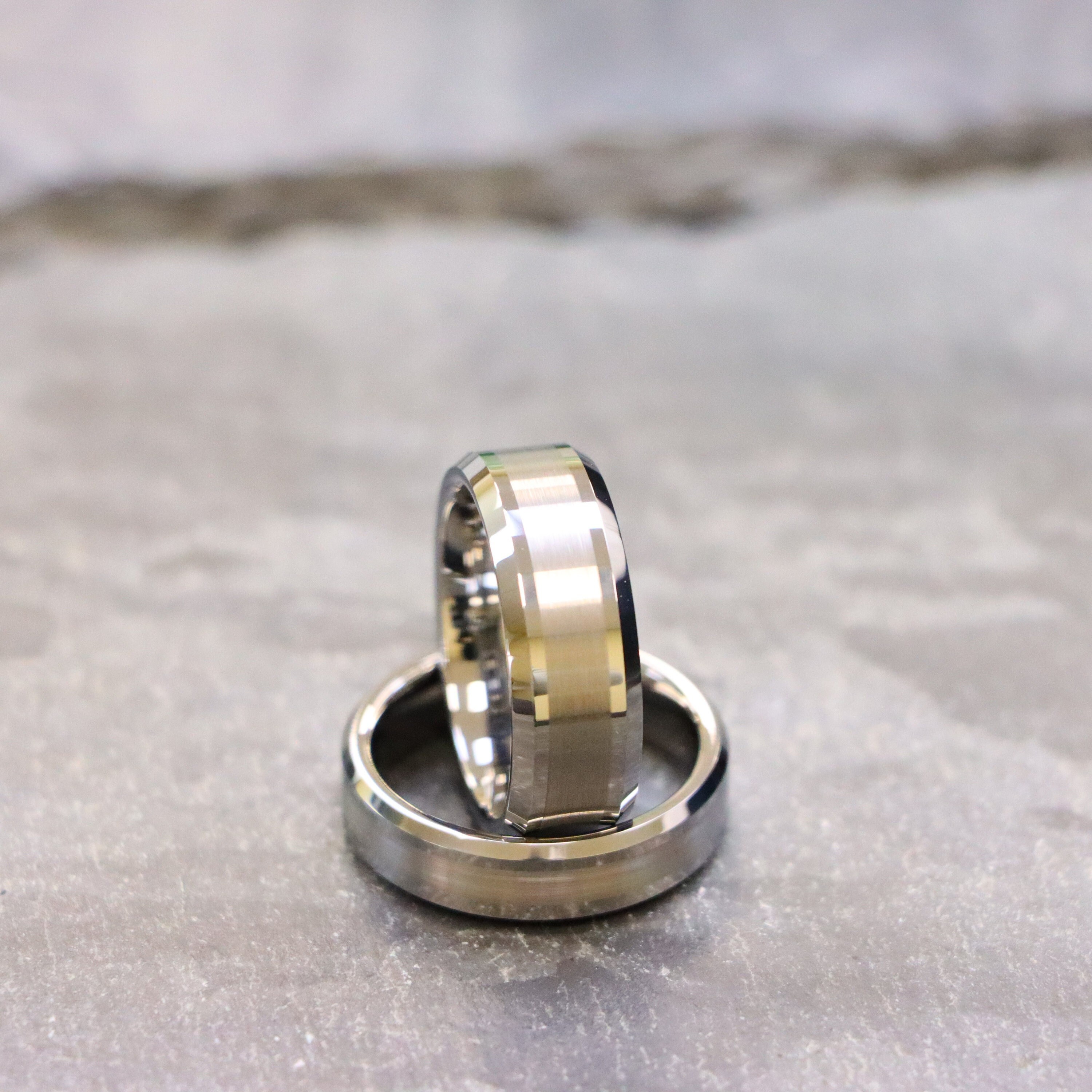 TUTISS Tungsten Carbide Rings 6mm & 8mm - Gunmetal, Gold, Rose Gold Wedding Bands, I Love You Engraved, Comfort Fit - View #13