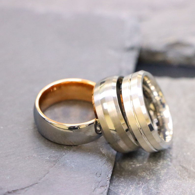 Mens Wedding Ring, Engagement Ring for Man, Pure Titanium Ring, Rose ...