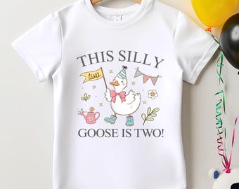 Kids 2nd Birthday Outfit, Silly Goose Theme Birthday Shirt for Boys and Girls, Custom Age Birthday Outfit , Granddaughter Gifts