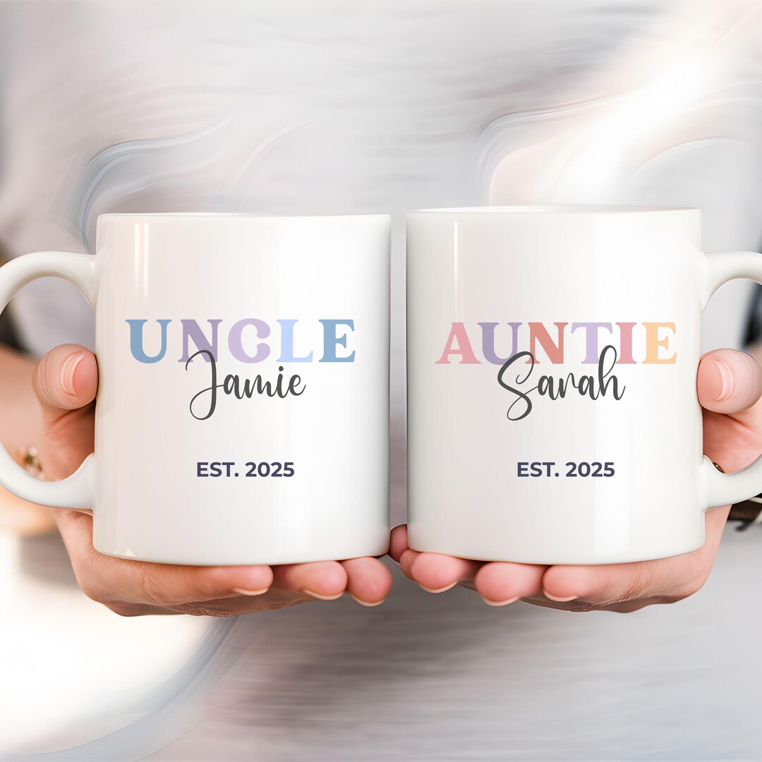 Personalized New Aunt and Uncle Mug Baby Announcement Mug Set for New ...