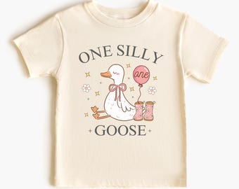 One Silly Goose First Birthday Shirt: Custom Baby Onesie, Toddler Girl Outfit