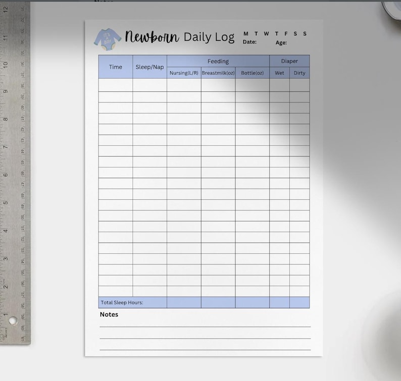 Newborn Baby Daily Log: Feeding, Sleep, Diaper Tracker (PDF ...
