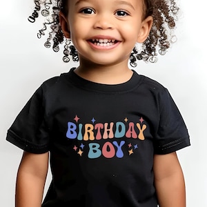 男の子の誕生日用シャツ、レトロな男の子の誕生日用幼児服、子供の誕生日パーティー用のカスタムシャツ、男の子用1歳の誕生日用カスタムTシャツ