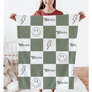 Baby Blanket with Name Checkered Blanket Baby Shower Gift For Baby Boy Soft Fleece Blanket Custom Baby Blankets Toddler Boy Gift Checkered