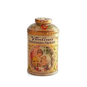 Early 1900s Vantine&#39;s Talc Powder Sample Tin - Sana-Dermal Talcum - Original Miniature Tin Litho Container - New York USA - Old Advertising