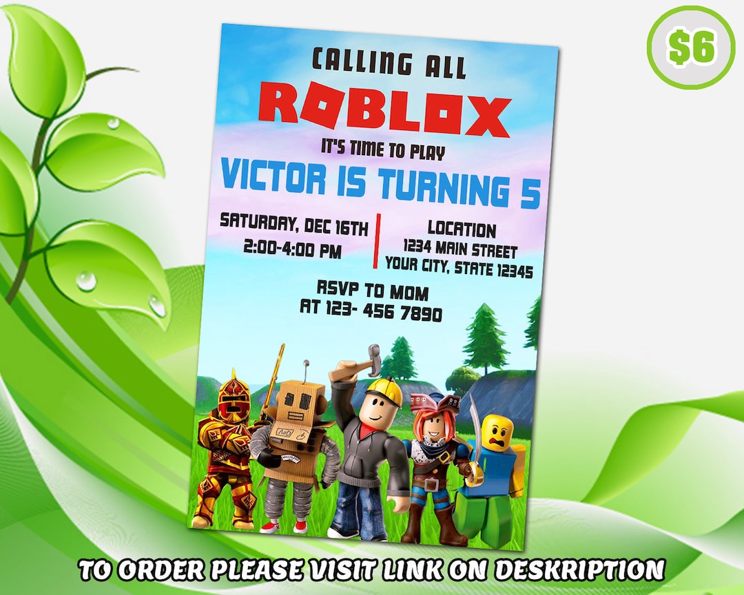 Editable Roblox Birthday Invitation Roblox Birthday Digital Etsy