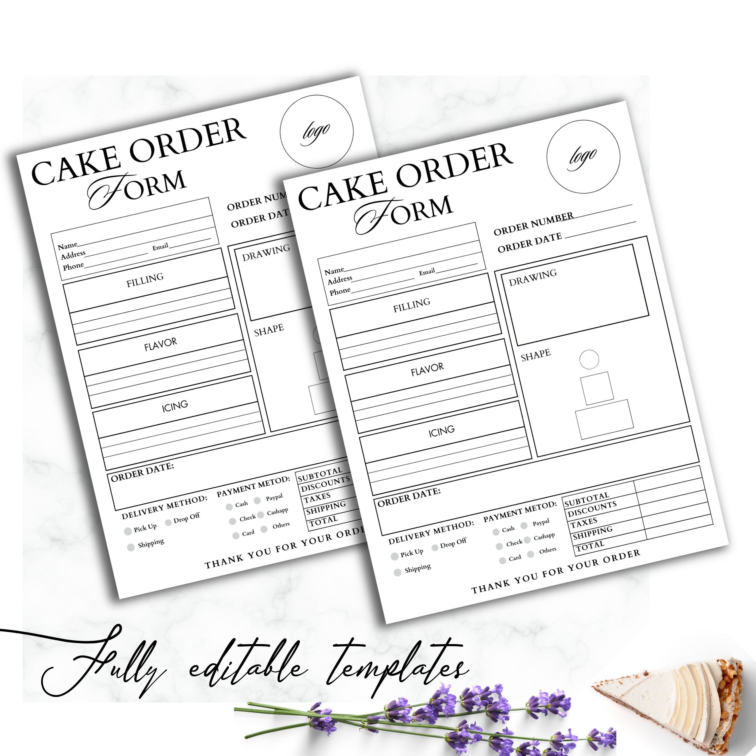 Cake Order Form Template I Canva Template I Bakery Order Form, Instant ...