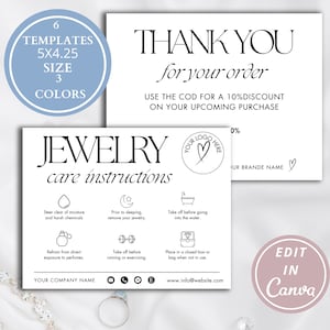 Jewelry Care Card Template: Small Business Thank You (Canva Editable)