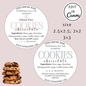 Etichette per biscotti I Modelli Canva I Etichetta legale I Etichette per alimenti da forno I Etichetta per ingredienti I Etichetta alimentare stampabile