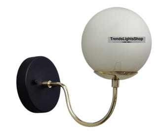 Mid Century Modern Globe Wall Sconce: Unfinished Brass Focus Lighting
