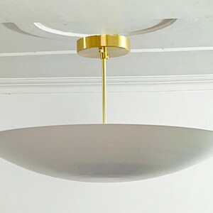 6-Light Sputnik Flush Mount – Mid Century Modern White and Raw Brass Chandelier