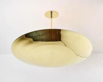 Mid Century Modern Brass Sputnik Chandelier, 6-Light Flush Mount Light Fixture