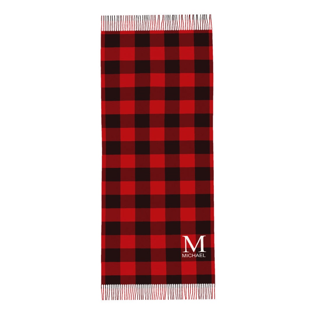 Initial Scarf Custom Monogram Initial Name Fringe Scarf Personalized Winter - Etsy