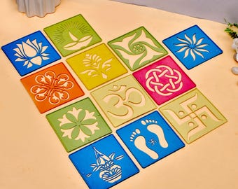 Rangoli Stencils: 12 Piece Set, Diwali Festival Decor