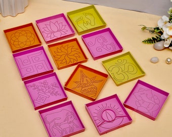 Rangoli Stencils: Diwali Floor Decoration, Set of 12 (3x3 Inch)