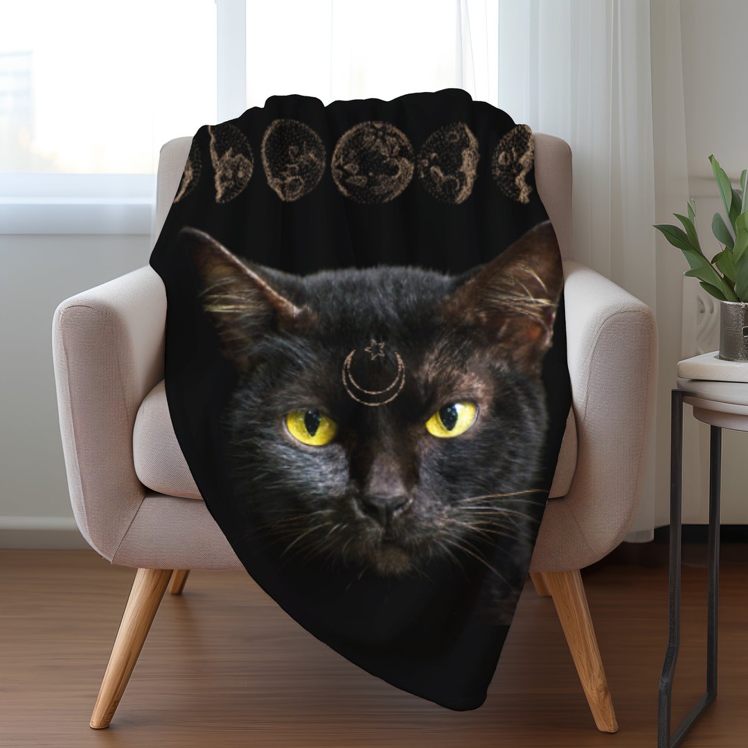 Mystical Black Cat Black Cat Blanket Etsy