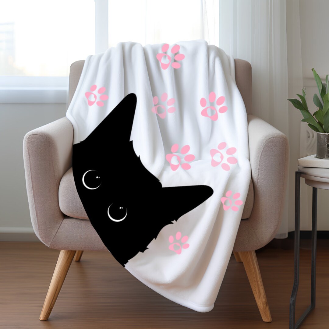 Cat Blanket Black Cat Blanket, Cute Black Blanket Etsy