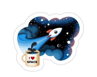 I Heart Space - Rocket Ship Sticker