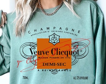 Champagne Veuve Rose Sweatshirts, Christmas Gift , Unisex Champagne Tennis Club Sweatshirt, Orange Champagne Rosé Label Sweatshirt