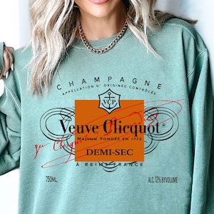 Champagne Veuve Rose Sweatshirts, Christmas Gift , Unisex Champagne Tennis Club Sweatshirt, Orange Champagne Rosé Label Sweatshirt