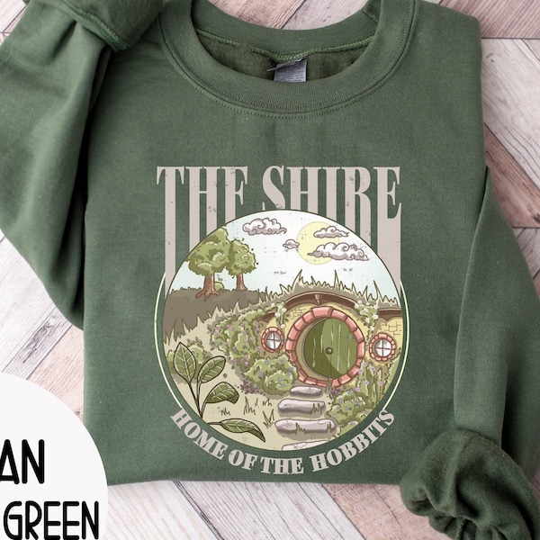 The Shire Sweatshirt , Christmas Gift for Hobbit Lovers , Merch Tolkien Aragorn Frodo Baggins Elven Elrond the Fellowship Bookish Sweatshirt