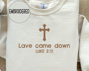 Embroidered  Jesus Sweatshirt, Christian  Gift, Nativity Scene Sweater , Croos Hoodie