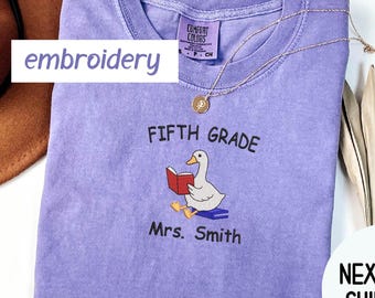 Embroidered Custom Fifth Grade Teacher Comfort Colors® Shirt, Personalized Fifth Grade Shirt, Gift For Teacher, 5th Grade Teacher Team Shirt