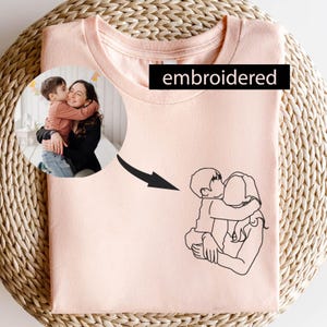 Personalized Family Photo Shirts, Custom Embroidered Portrait from Photo Tshirt, Anniversary Gift, Line Art Couple Tee, Personalized Gifts