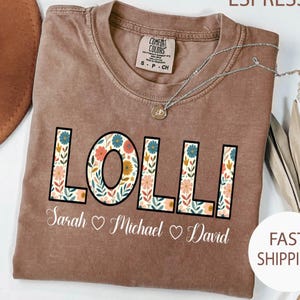 Comfort Colors® Lolli Shirt,Floral Lolli Shirt,Christmas Gift,Custom Grandkids With Lolli Shirt ,Gift for Lolli Shirt,Customized Lolli Shirt