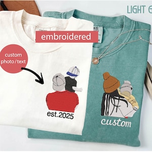 Custom Embroidered Mama Dad Shirt, Mom Shirt, Christmas Gift for Mom, Gift for Dad,Custom Photo Embroidered Shirt, Birthday Gift