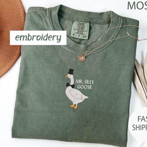 Embroidered Mr. Silly Goose Groom Shirt, Funny Goose Wedding Gift for Fiance, Matching Couple Newlywed Comfort Colors Bachelor Party Tshirt